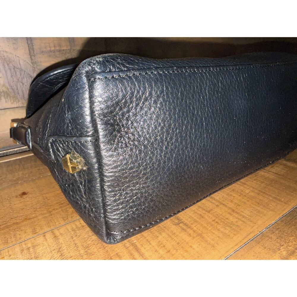 TORY BURCH Crossbody Bag Women's Black Pebbled Leather Tassel Logo Shoulder - Picture 8 of 16